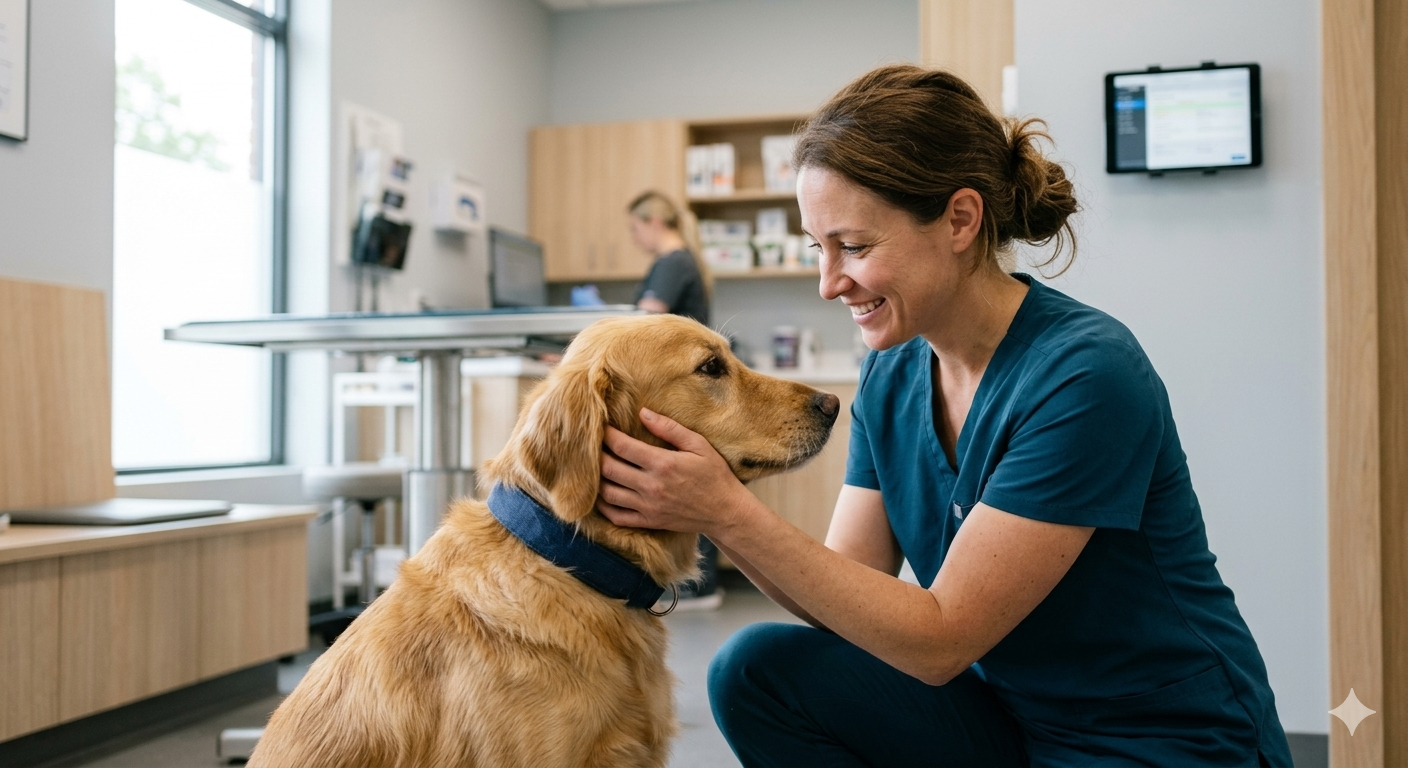 Mascota mirando a cámara con expresión tierna